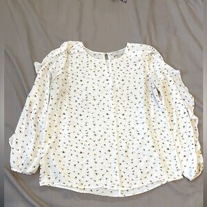 Loft White Blouse with Floral Print